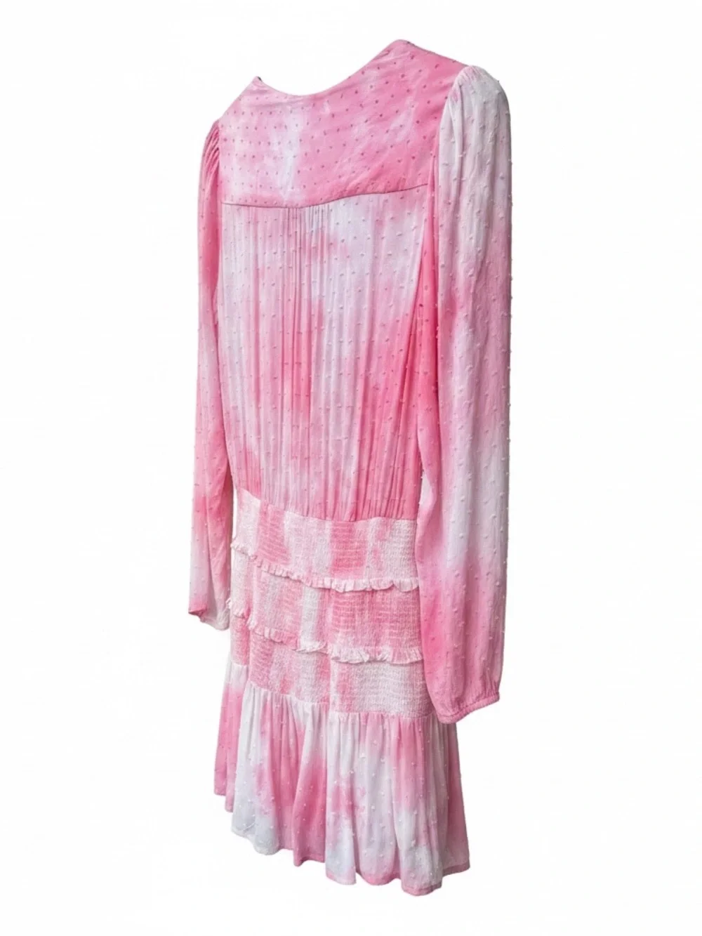Skylar & Madison Pink Tie-Dye V-Neck Tiered Mini Dress - Picture 5 of 6